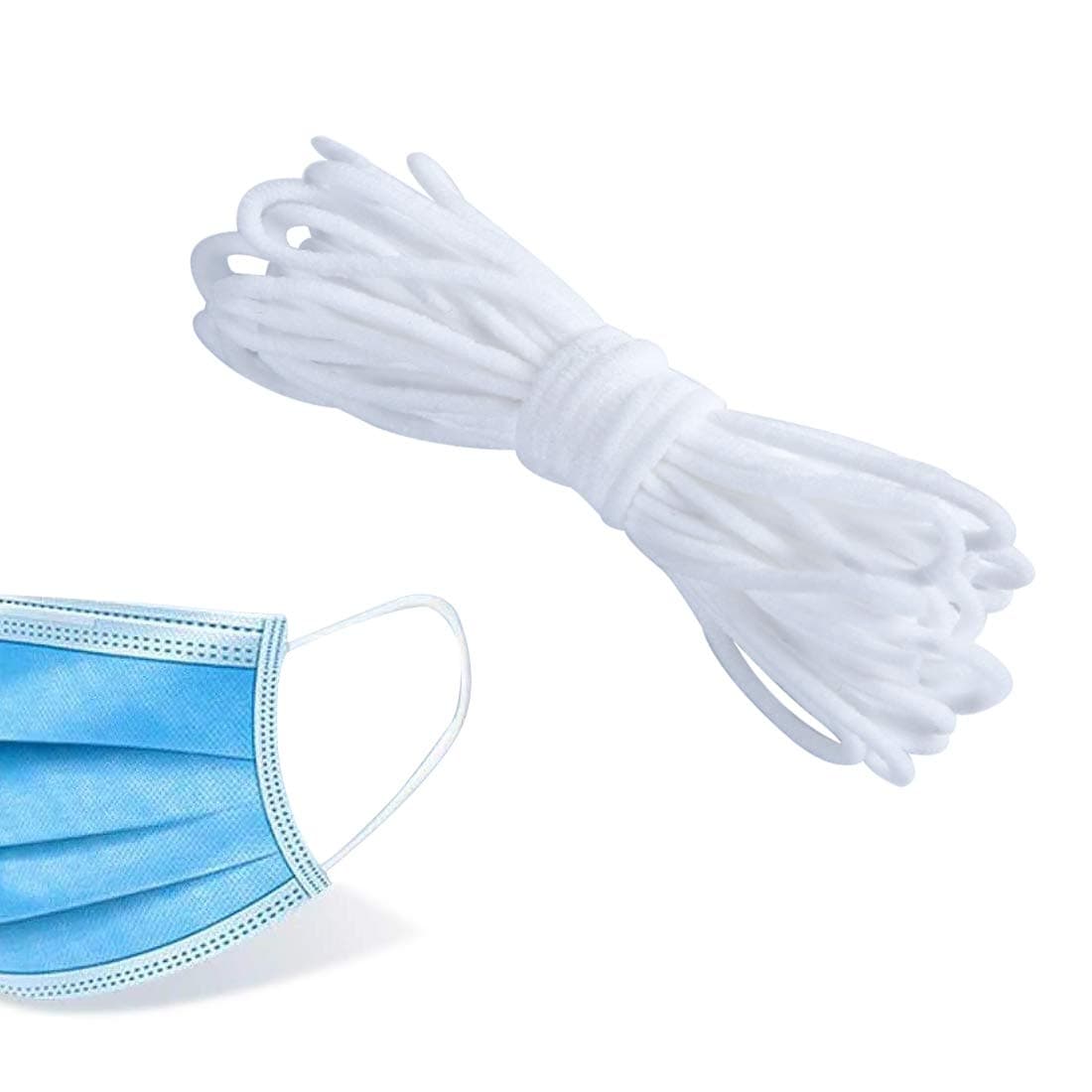 PLAZALA Elastic Strap White Ear Loop Cord Ear Tie Rope Handmade String for DIY Sewing(200yard)