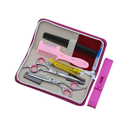 Bangs Hair Scissor Thin Flat Cut Cutting Teeth Barber Scissors Combination Set Hairdressing Scissors Tool Kit Color Random