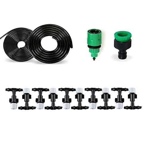 rescozy 10M 33FT Misting Cooling System with 10 Pcs Mist Nozzle Sprinkler and Quick Coupling for Garden Home Outdoor Irrigation