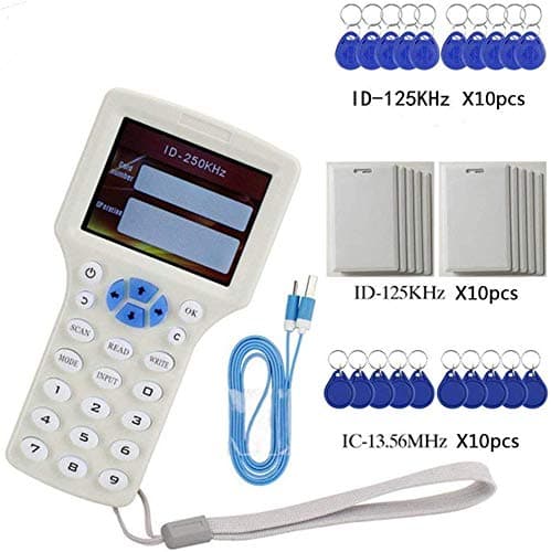 NFC Smart 10 English Frequency RFID Copier/Writer/Readers/Duplicator 125KHz 13.56MHz USB Programmer Key fob Cards Reader UID Decoder + T5577 / EM4305 Writable Keychains