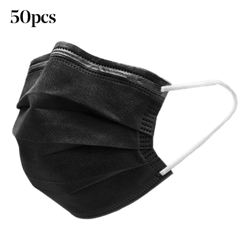 Quietcloud-D Face Mouth Visor, 10/50Pcs Disposable 3 Layers Activated Carbon Anti-Fog Anti-dust Mouth for Men Women Face Protective - Black 50pcs