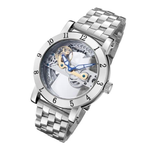 Rougois Automatic Skeleton Watch with Steel Band