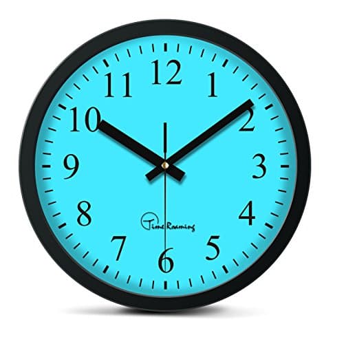 Time Roaming 10" Modern Decor Silent Metal Wall Clock Digital Style, Arabic Digital(Blue)