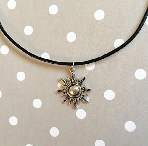 Silver Sun Charm Choker Necklace