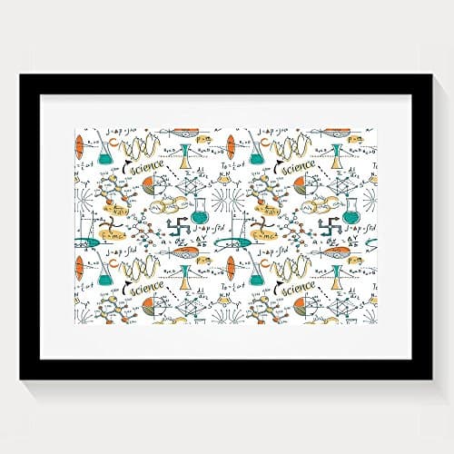 HUANGLING Science Lab Objects Education Themed Drawing Scientific Formulas Biology Chemistry Framed Wall Art Prints For Home Decoration Black