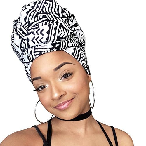 Khari White and Black Headwrap African Print