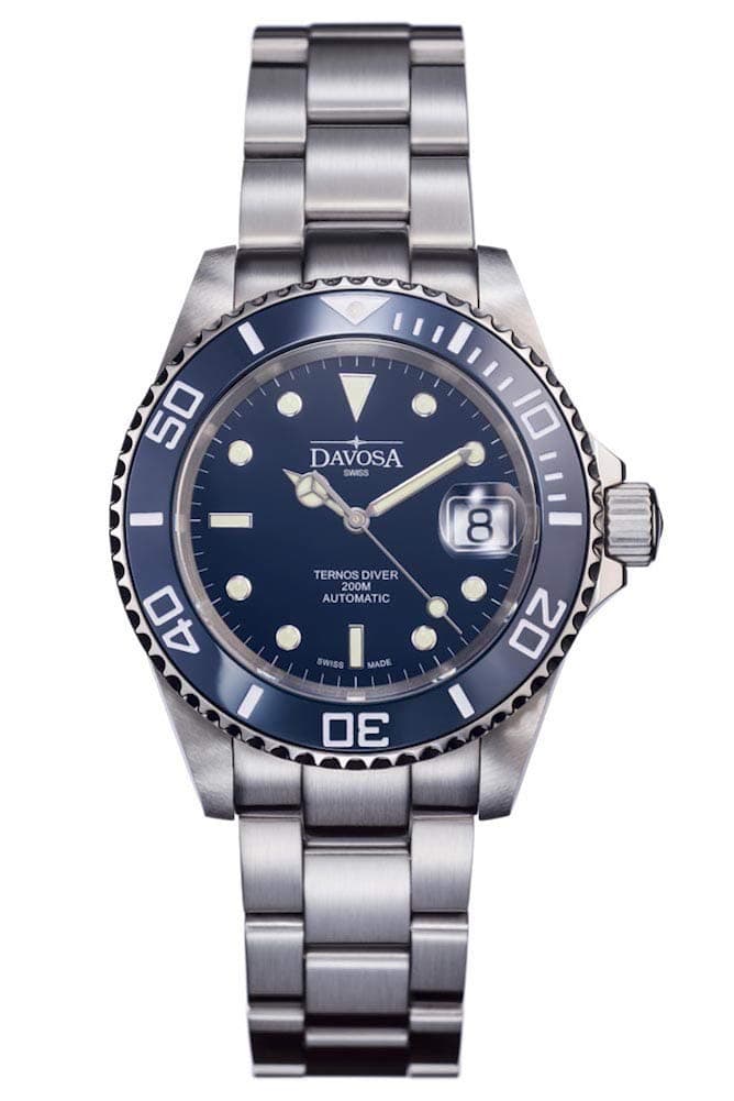 Davosa Automatic Ternos Diver Blue Silver Ceramic Bezel Wrist Watch