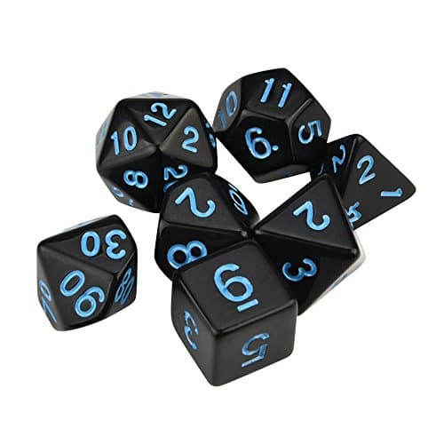 Trpg Dice,Game Dungeons & Dragons Multisided Dice Set,Multicolor Polyhedral D4-D20 Dices 7pcs (Blue)
