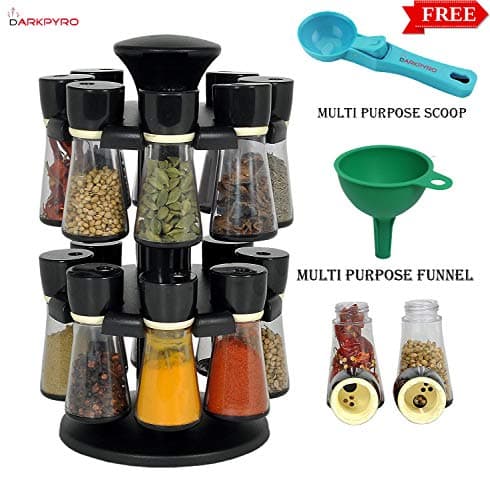 Darkpyro Plastic Spice Rack Set, 18-Pieces, Multicolour