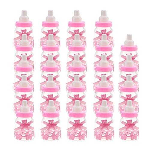 Contever 24pcs Feeder Style Candy bottle Gift Box with Bear, Baby Shower Baptism Party Favour Decoration