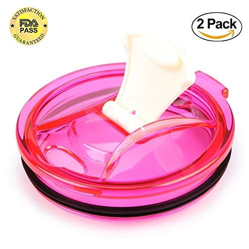 2 Pack Spill Proof and Splash Resistant Lid for Yeti Rtic Ozark Trails Tumbler Rambler Cups 30 oz (Pink)