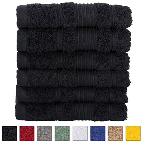 6 Pack Hand Towels Set Premium Quality | Thirsty Absorbent Soft & Plush Turkish Cotton - Black