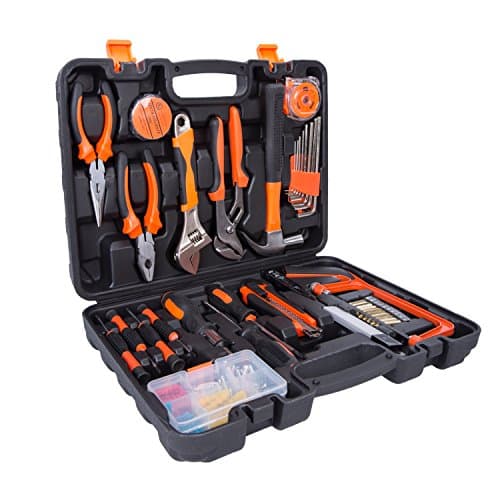 100-Piece Homeowner's Tool Kit Household Precision Hand Tools Set with Screwdriver,Wrench,Claw Hammer,Pliers,Tape