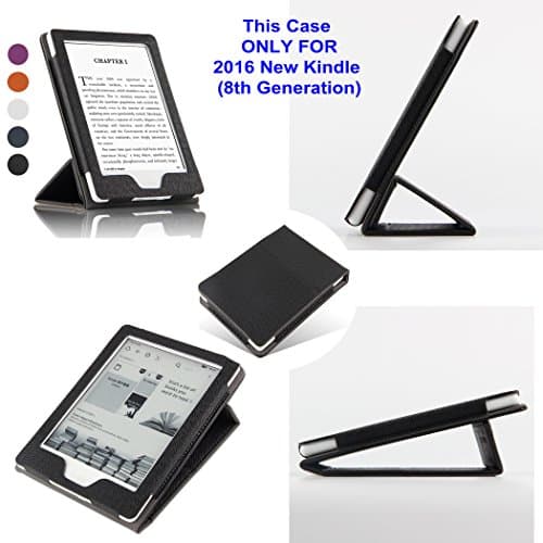 Case for Kindle E-Reader (8th Generation 2016) with Foldable and Stand Able Front Cover, Magnetic Secured Closure,Wake/Sleep for Amazon Kindle (6" Display, 8th Gen 2016 Release)-Black