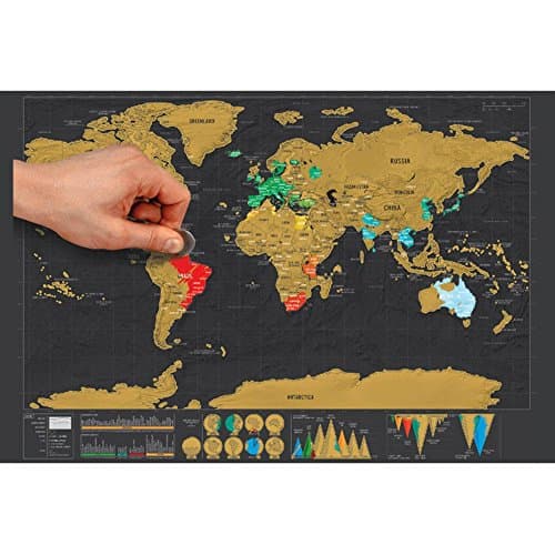 Global Walkabout Scratch Off Map – Deluxe Travel Size World Map Poster – Countries and Facts – Travel Gift