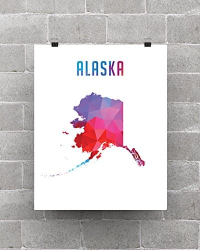 Alaska State Home Polygon - Home Decor, Office Decor, Polygon Art, Wall Art (8x10 Print)