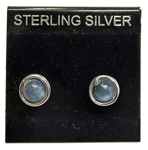 Kyanite and Sterling Silver Wire-Wrapped Post Earrings