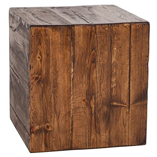 USA-Made Rustic Walnut Cube Accent Stool/Side Table
