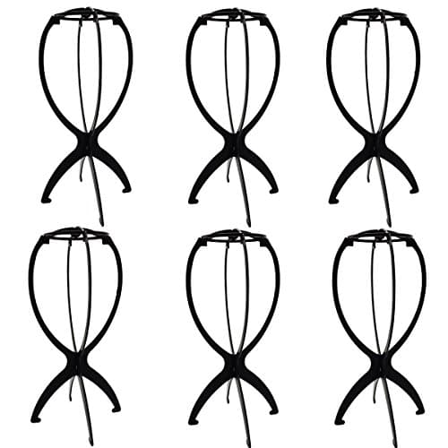 6pcs Wig Holder, velaali Foldable Wig Stand Holder Wig Display Head Wig Dryer Rack Random Color