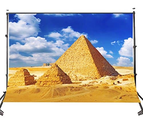 LYLY COUNTY 10 x 7 ft Polyester Egyptian Khufu Pyramid Photography Backdrops Photo Studio Props Blue Sky and White Clouds Background Room Mural 107-55
