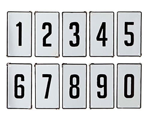 MyEasyShopping Pack of 10 Black and White Enamel Rectangular Numbers Wall Mounted Tag 8" - Minimalist Design Numbers Home Room Wall Decoration