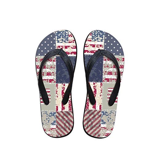 Dwightnight American Flag Pattern Flip Flop Comfortable Summer Beach Sandals for Men Size 10