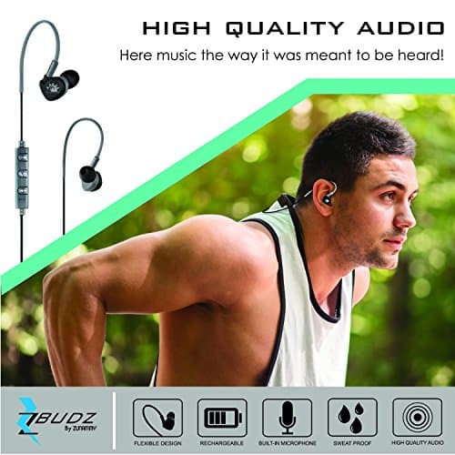 Z BUDZ Bluetooth Noise Reducing Earbuds, Black/Grey