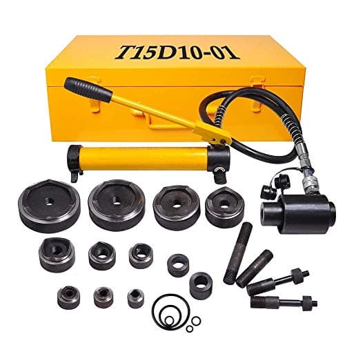 15 Ton Driver Hydraulic Tool Kit 10 Dies 1/2" to 4" Knockout Punch Set with Case
