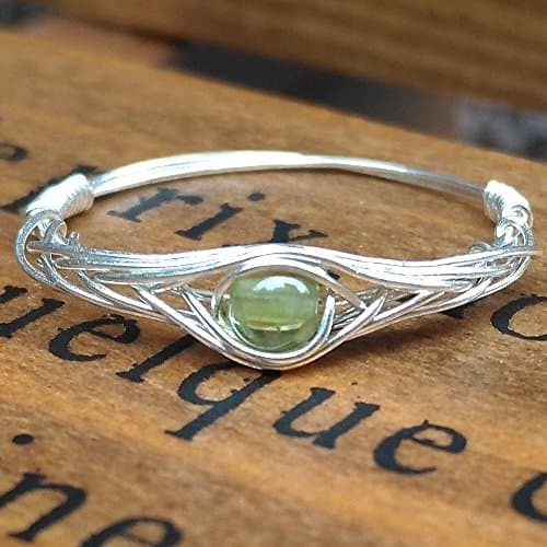 11#(5-12# Available) Natural Peridot 925 Sterling Silver String Winding Gemstone Ring Thin Elegant Women Original Handmade by "GRB ROY"