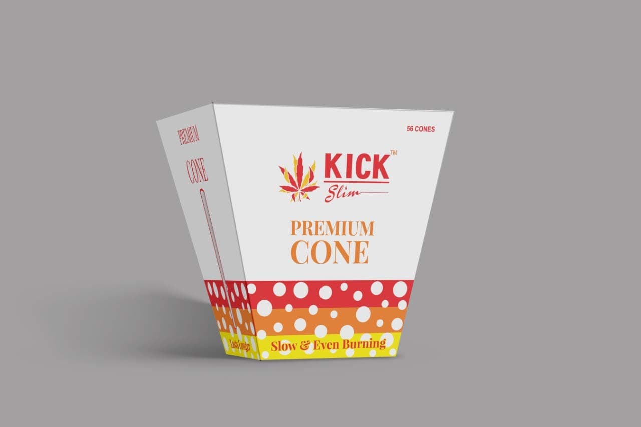 KICK Slim Premium White Fill & Fly Pre-Rolled Cones (Pack of 56)