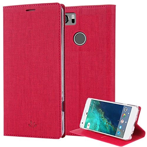Google Pixel 2 XL Case, PU Leather Slim Flip Wallet Card Slots Cover Kickstand Feature and TPU Bumper Full Body Protection for Pixel 2 XL (Rose)