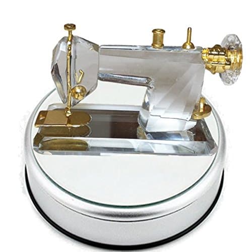 Crystal Sewing Machine Figurine in Gift Box with Rotating Display Base