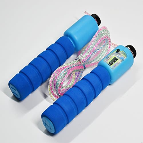 AGEG Automatic Counting Skipping Rope Colourful Crystal Rope Length Adjustable with Sponge Handles for Adults and Children (Random Color)