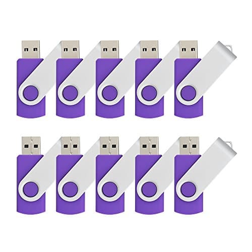 JOIOT 10pcs 2GB USB 2.0 Flash Drive Memory Stick Fold Storage with Thumb Swivel Design (Bulk, Purple)