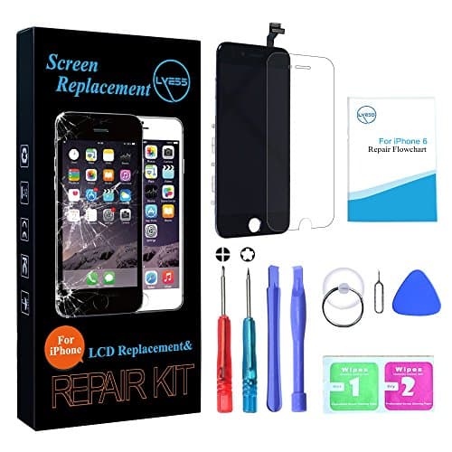 LYESS Black for iPhone 6 4.7 inch Screen Replacement LCD Display Touch Digitizer Frame Assembly Set , Free Tools Kit and Instructions Included