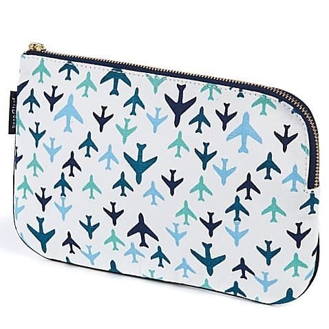 Keep Leaf Flat Cosmetic Bag|Pencil Case in Planes Print