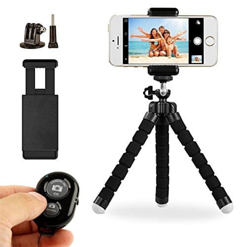 Phone Tripod, Flexible Cell Phone Tripod with Remote for Iphone& Android Phone, Camera, and Gopro
