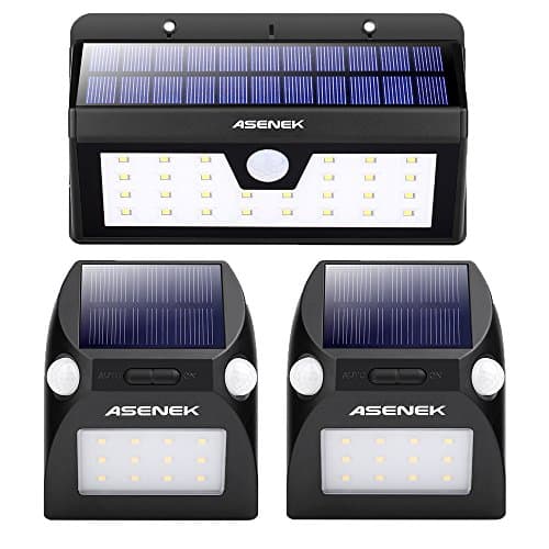 ASENEK 3 Pack Solar Lights 12 LED 28 LED Motion Sensor Light Waterproof Wireless Security Solar Light Solar Wall Light for Garage Driveway Garden Patio Fence Deck Yard
