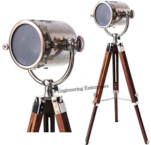 Max Engineering Enterprises Vintage Nautical Spotlight Modern Electric Studio searchlight with Adjustable Wooden Tripod Stand