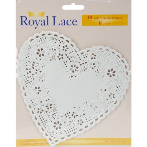 Paper Doilies-6"" Heart White 18/Pkg