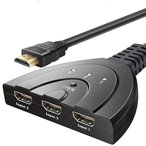 3 Port HDMI Switch 3x1 Auto Switch with Fixed 3FT Pigtail Cable Supports 3D, 1080P, HD Audio