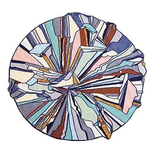 Creative Round Carpet Creative Geometric Graffiti Bedside Carpet Study Carpet Living Room Bedroom Carpet (Size : Diameter 130cm)