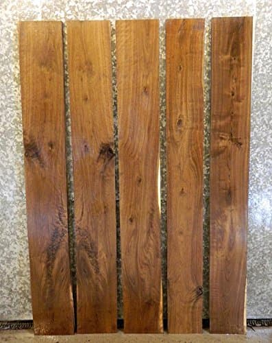 5- Figured Black Walnut Kiln Dried Rustic Project/Lumber Boards T: 1 1/8'', W: 8'', L: 60 1/8'' - 30394-30398