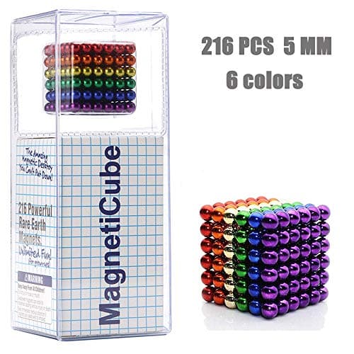 Coolpay Buildable Magnetic Cube Balls 216 PCS 5 MM Magic Magnets Toys Gift Box Packaging Stress Relief Intelligence Development for Adults Older Kids (Multicolor)