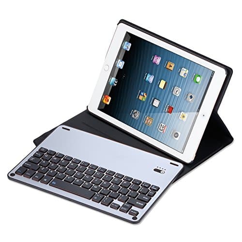 Ottertooth Keyboard Case for New iPad 2018 2017, iPad Pro 9.7, Air 2, Air, Ultra-thin Aluminum Portfolio Case, Removal Bluetooth Smart Keyboard with Auto Sleep/Wake, Black