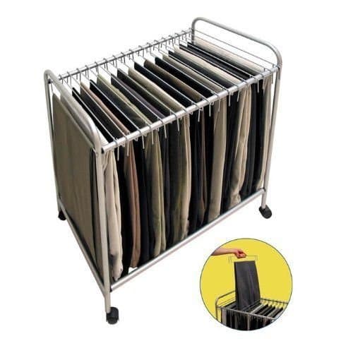 Napa18 Rolling Pants Trolley Hanger Slacks Organizer Rack