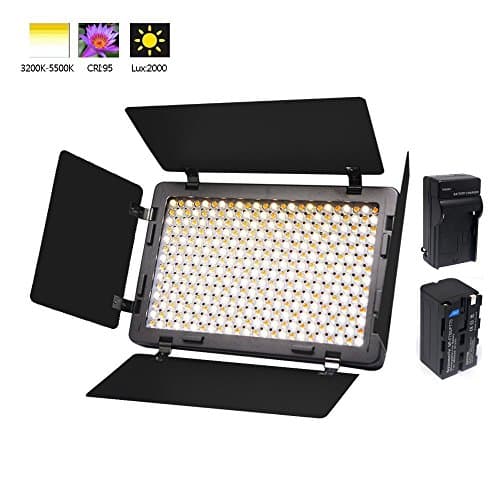 Venidice 340 LED Dimmable Ultra Power Panel Camera/Camcorder/DC/ Photography Video Led Light for Digital SLR Cameras With Sony NP-750 Battery Charger 1/4 Hot Shoe