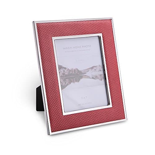 FFYYEE Modern Simplism Style- Iron SilverLeather Picture Frame K156-2 (5x7, Red)