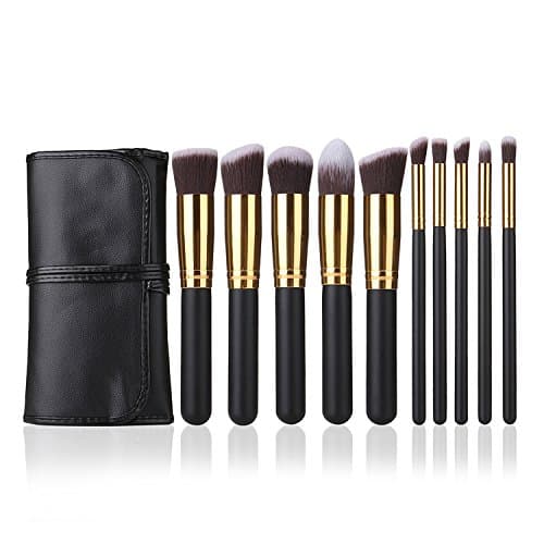 Hername 10 Pcs Oval Makeup Brush Set Foundation Eye Shadow Colour Concealer Contour Blending Cosmetic Brushes