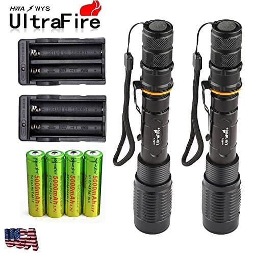 2 Sets 8000 Lumens 5Modes Ultrafire SWAT XML T6 LED Flashlight 18650+Charger USA